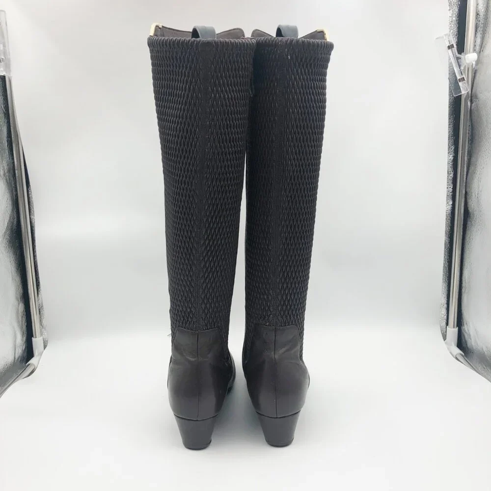 COLE HAAN Rockland Brown Leather Knee-High Riding Boots Womens 7
